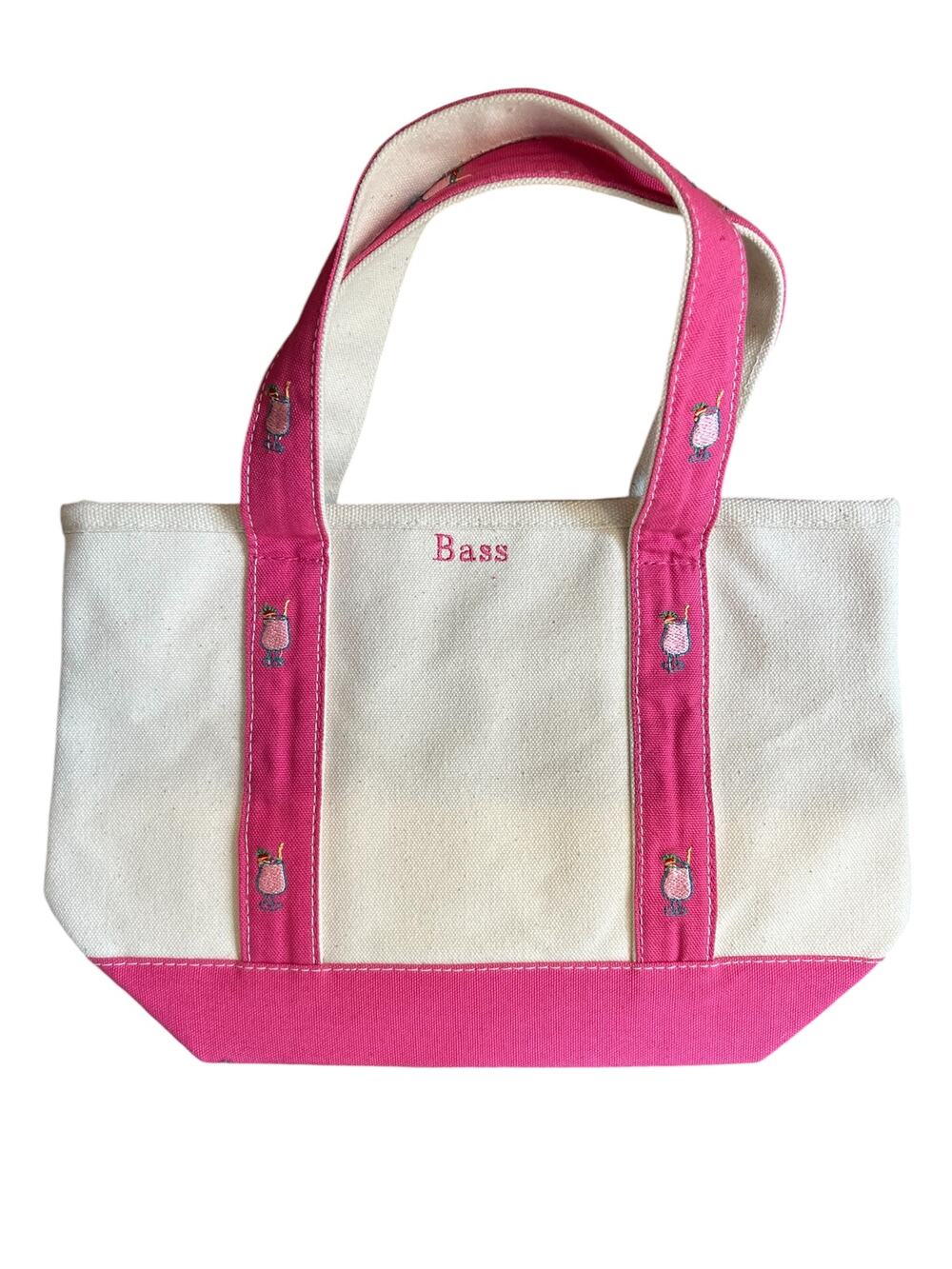 Bass Pink Handle Reusable Canvas Tote Bag Small